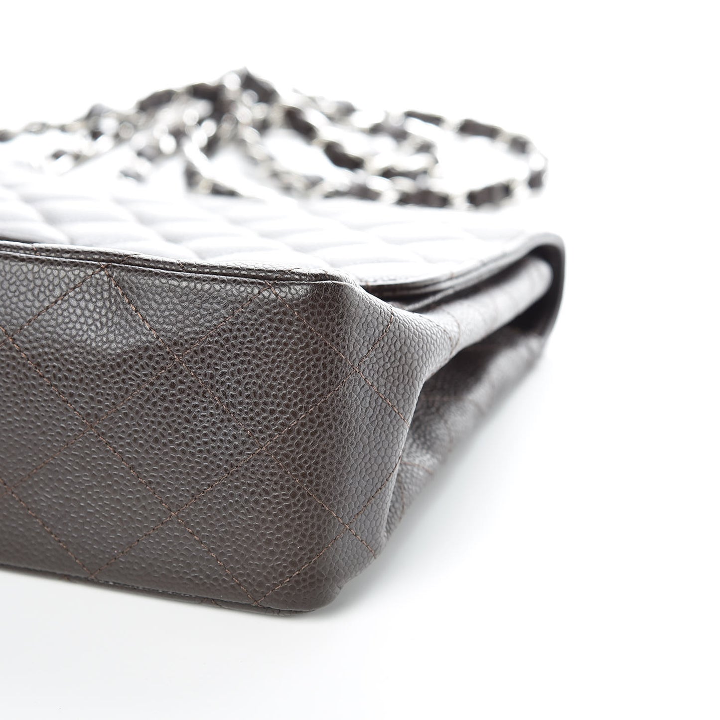 Caviar Quilted Jumbo Single Flap Dark Brown