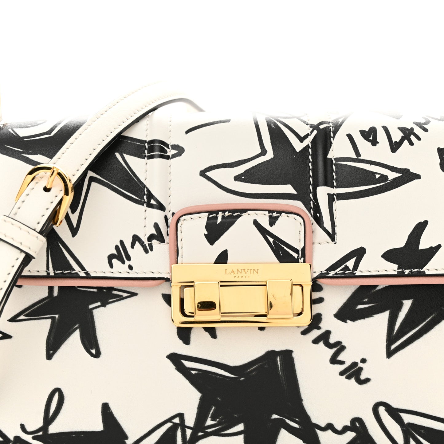 Calfskin Star Print Small Box Jiji Shoulder Bag White Multicolor