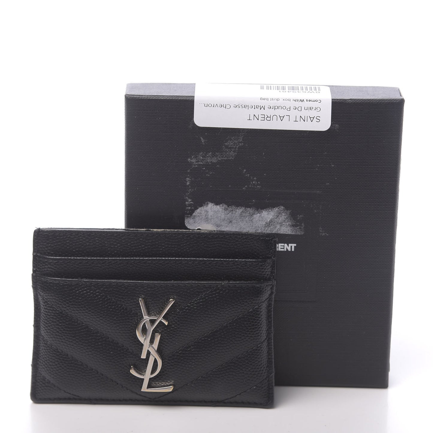 Grain De Poudre Matelasse Chevron Monogram Credit Card Case Black