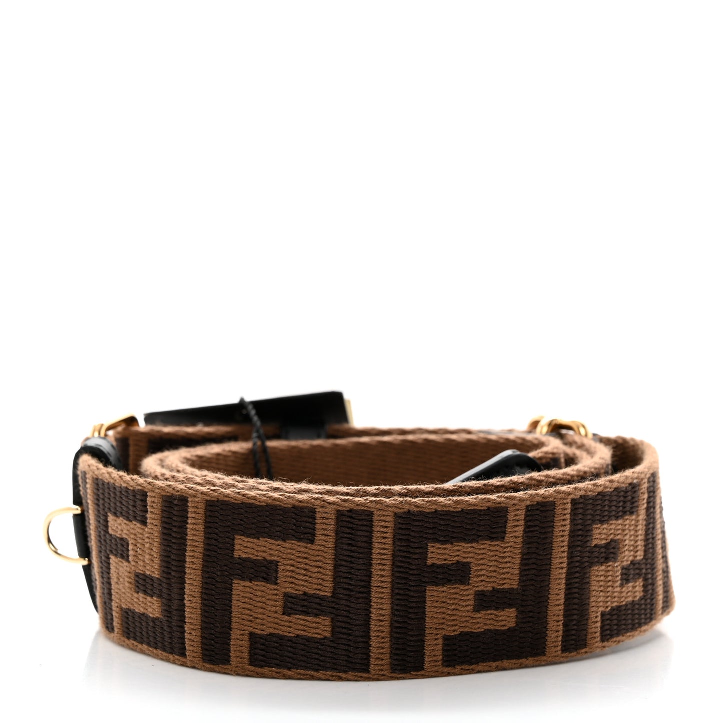 Jacquard Ribbon Vitello King FF Adjustable Strap You Fango Marrone Black