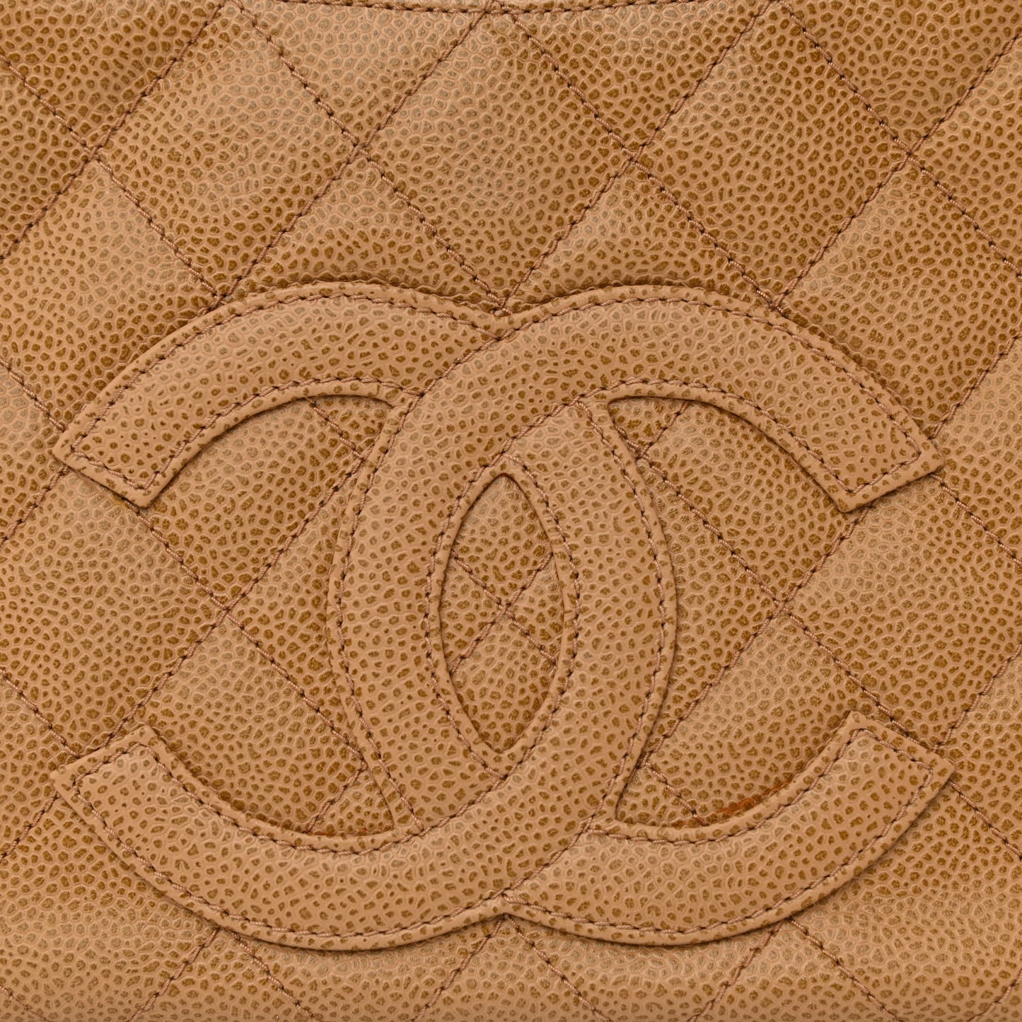 Caviar Quilted Timeless CC Shoulder Bag Beige