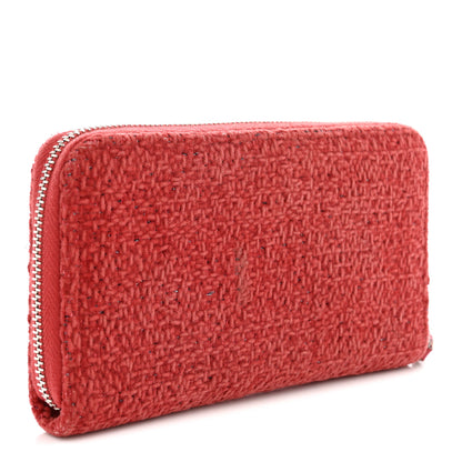 Chanel Lurex Boucle Deauville Medium Zip Around Wallet Red 3 of 10