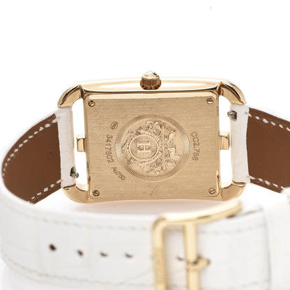 Hermes 18K Yellow Gold Alligator Diamond Bezel Mother of Pearl 29mm Cape Cod Quartz Watch Blanc 5 of 10