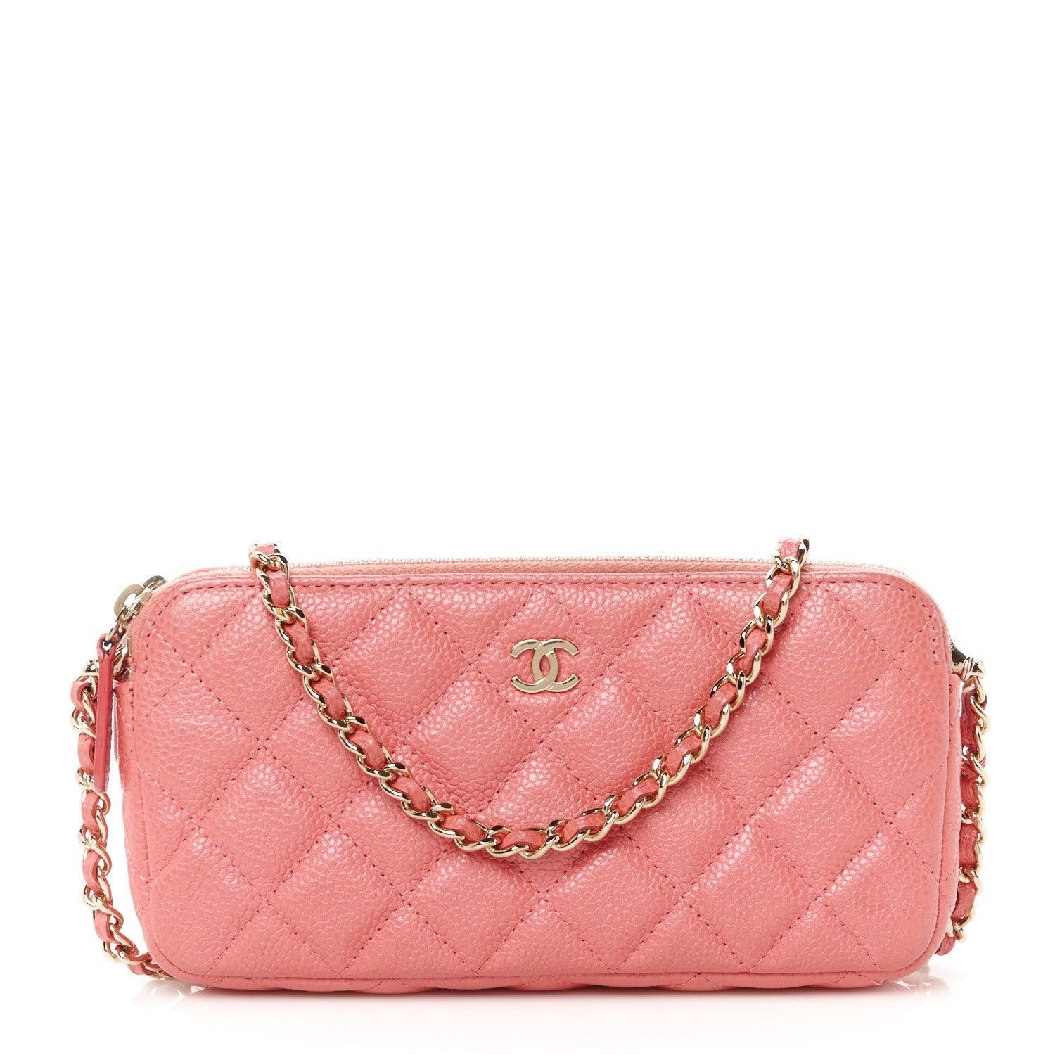 Chanel Iridescent Caviar Quilted Small Clutch With Chain Pink 1 of 13