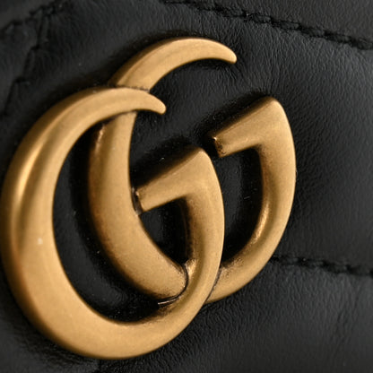 Gucci Calfskin Matelasse Chevron Mini GG Marmont Top Handle Bag Black 11 of 11