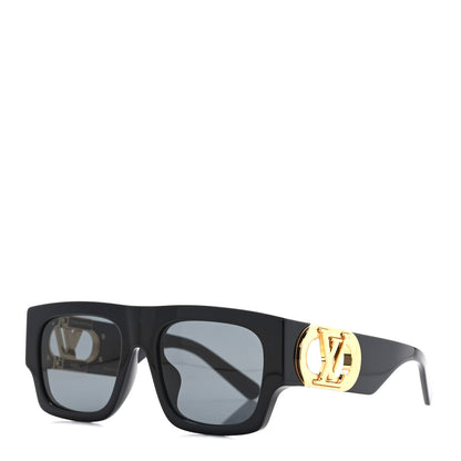 Louis Vuitton Acetate LV Link Square Sunglasses Z1478E Black 1 of 7