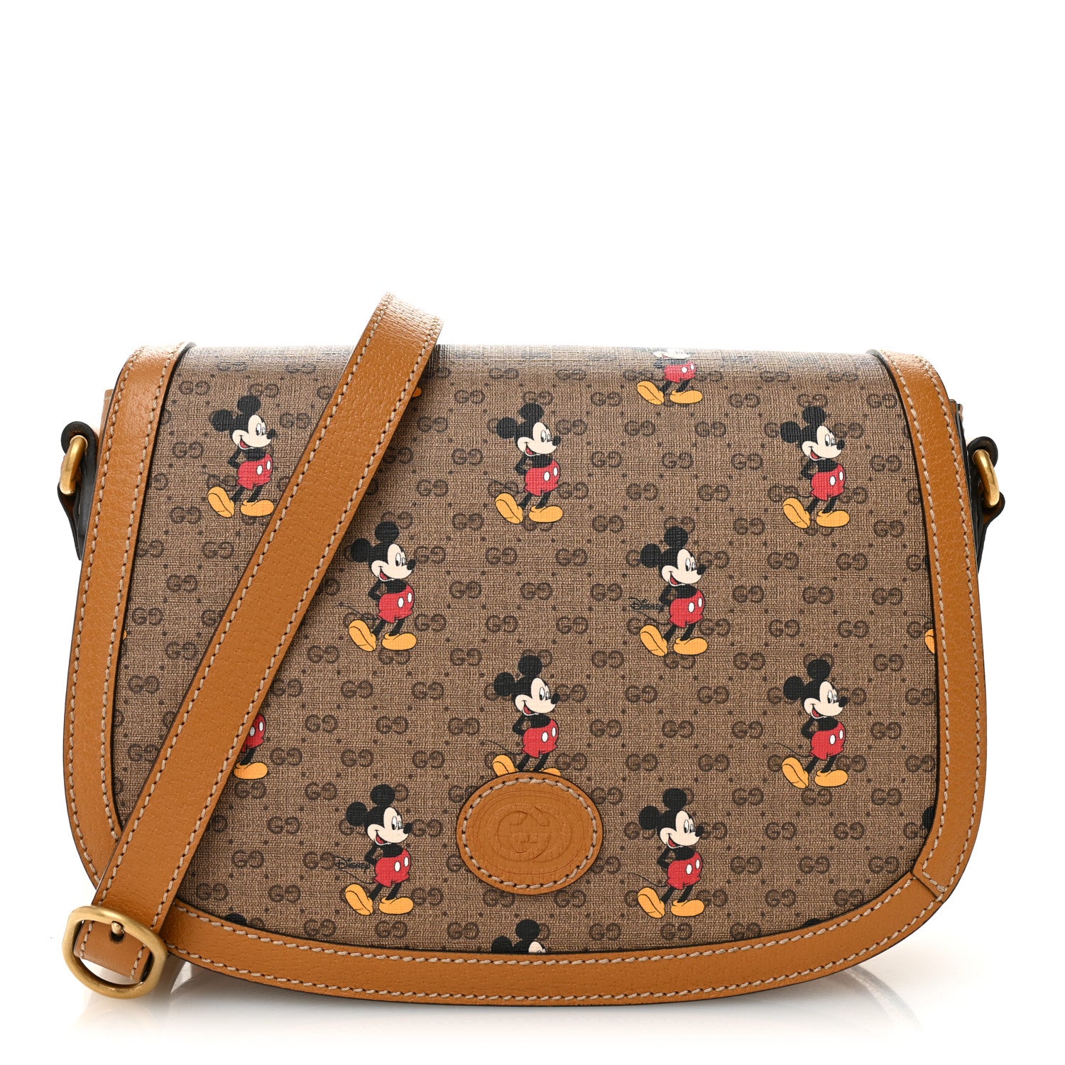 Gucci X DISNEY Mini Vintage GG Supreme Monogram Mickey Mouse Small Flap Messenger Bag Beige Vintage Sun Oil 1 of 11