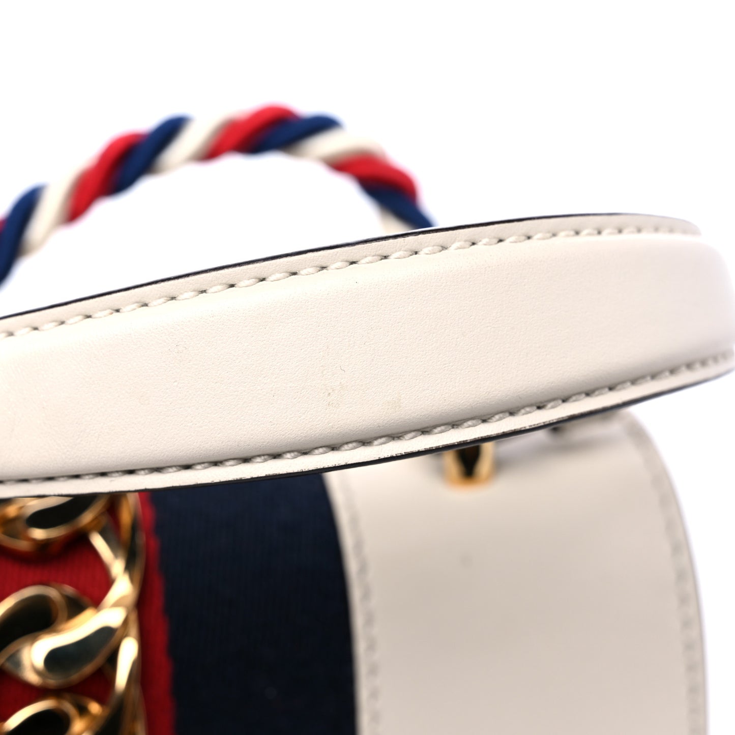 Calfskin Embroidered Mini Sylvie Top Handle Bag White