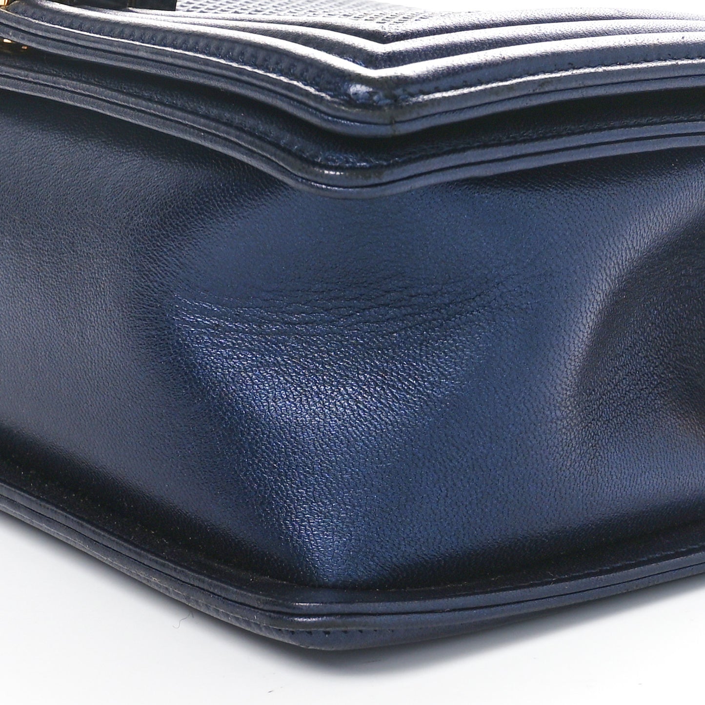 Lambskin Embossed Medium Boy Cube Flap Navy