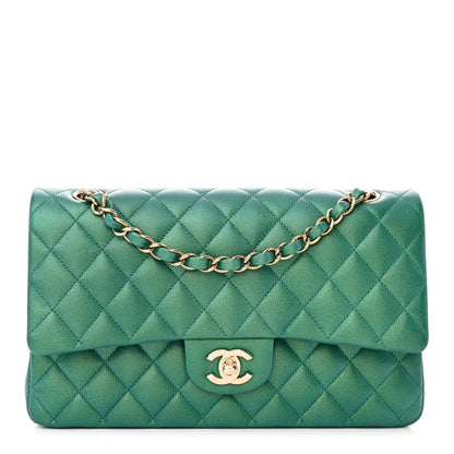 Chanel Iridescent Calfskin Quilted Medium Double Flap Green 1 of 12