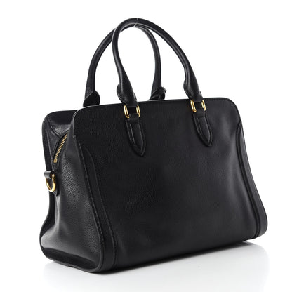 Alexander McQueen Pebbled Calfskin Small Skull Padlock Zip Around Tote Black 3 of 10