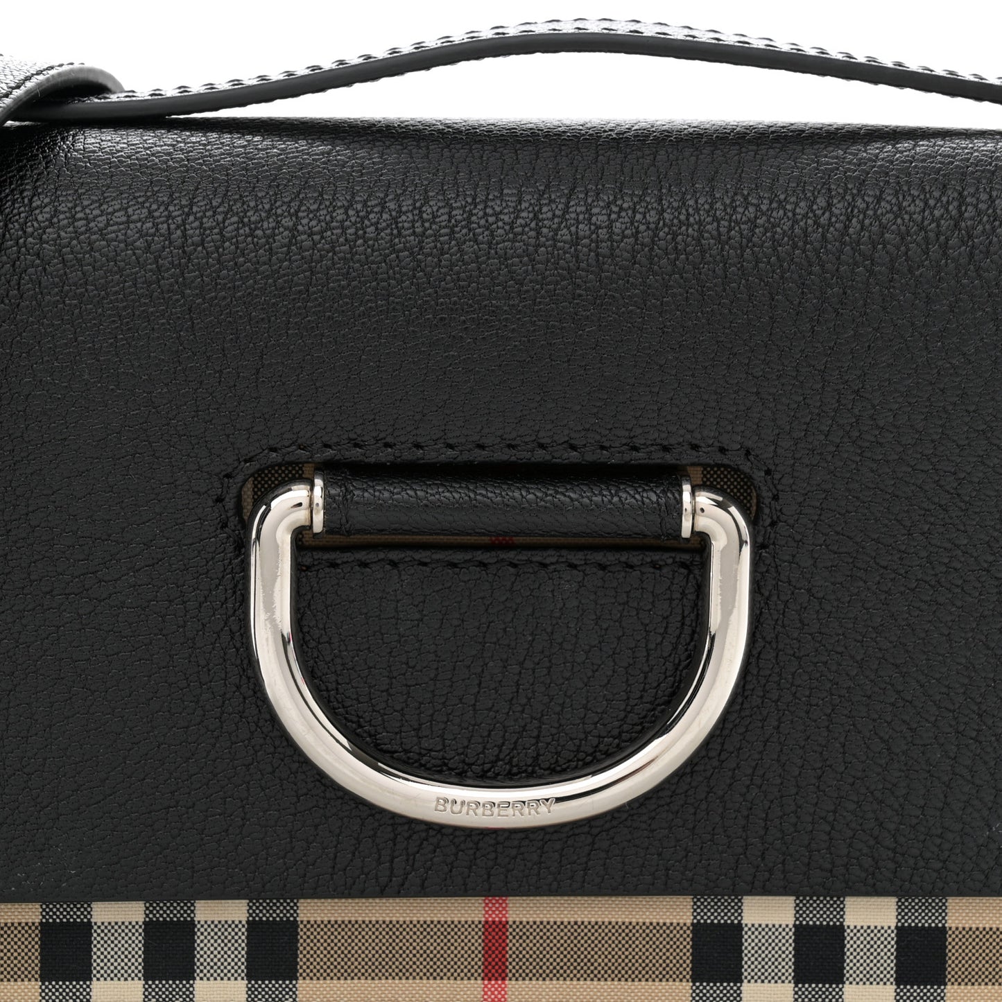 Goatskin Vintage Check Mini D-Ring Bag Black