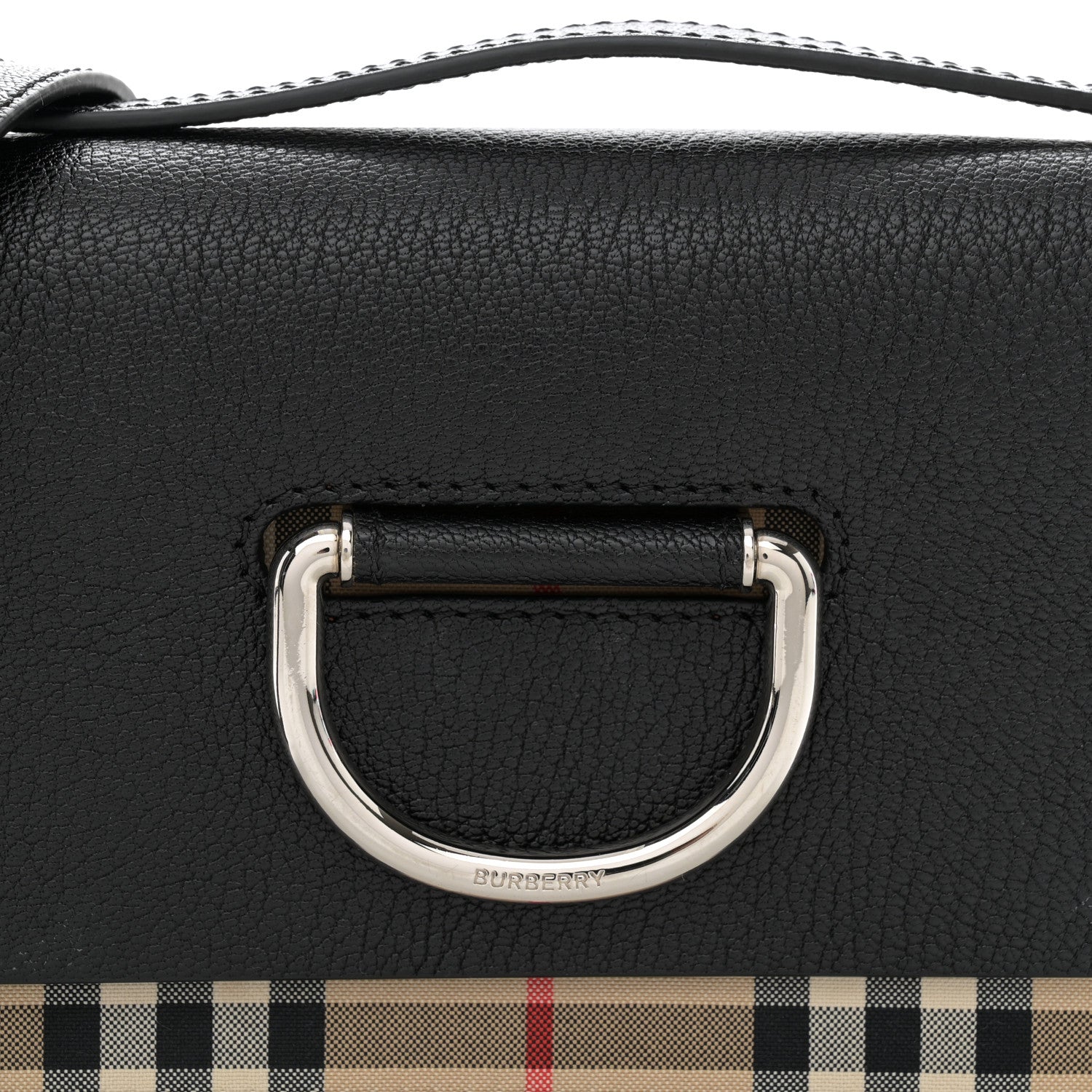 Burberry Goatskin Vintage Check Mini D-Ring Bag Black 8 of 12