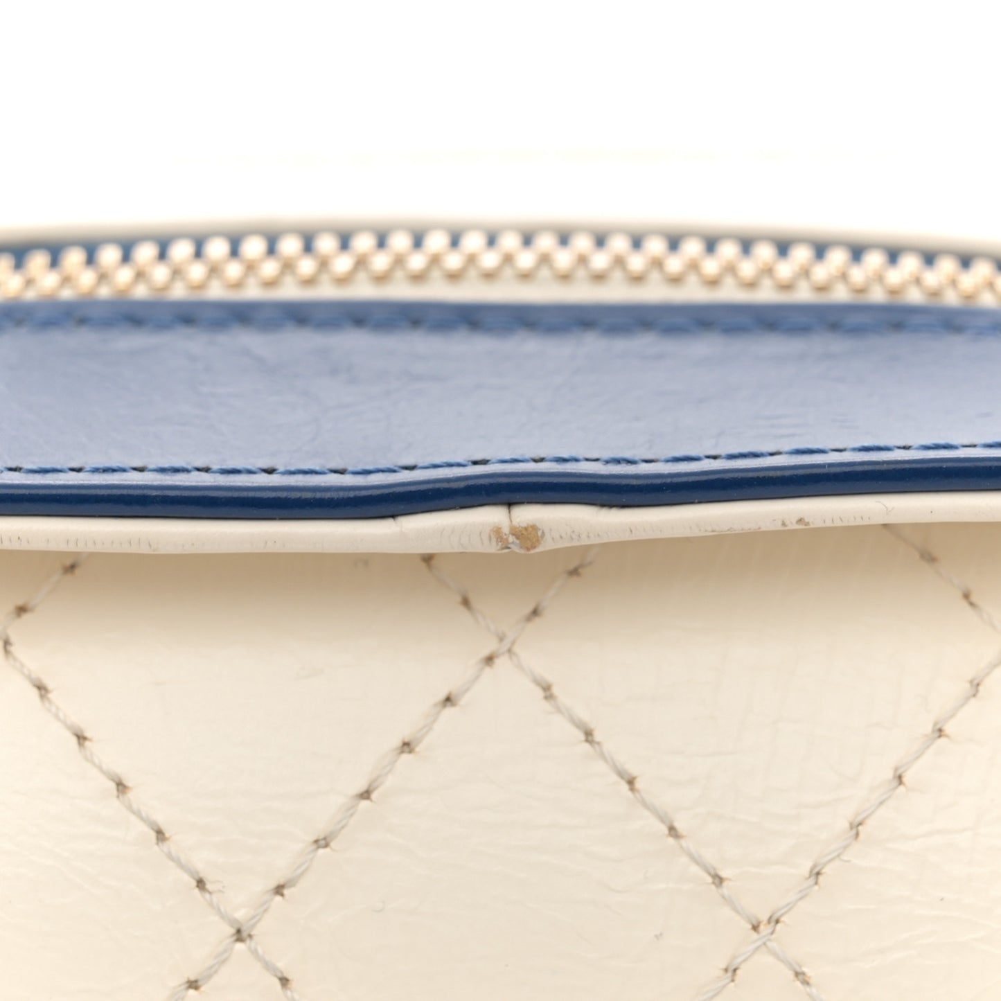 Calfskin Stitched Vanity Case White Blue