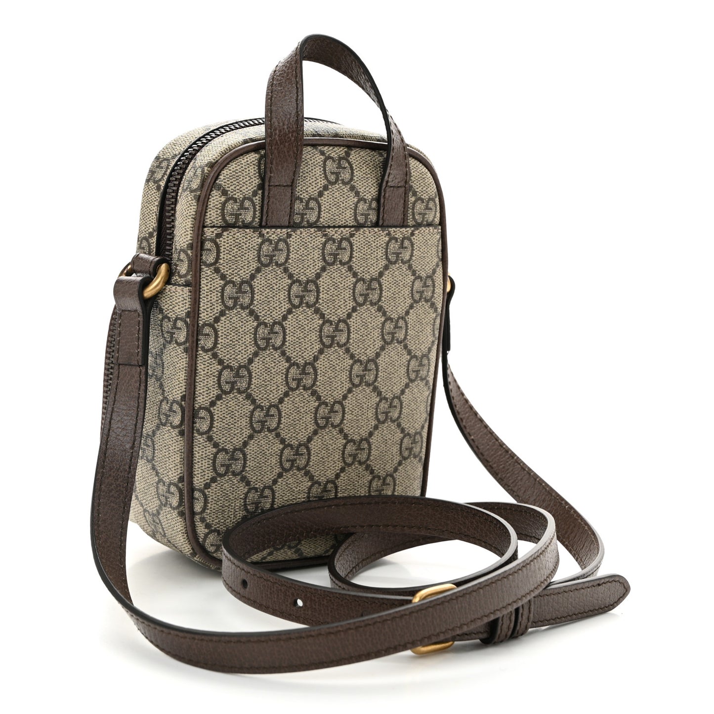 GG Supreme Monogram Web Mini Ophidia Double Zip Messenger Bag Beige New Acero