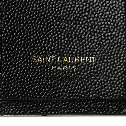 Saint Laurent Grain de Poudre Matelasse Cassandre Monogram Slim Key Case Black 6 of 11