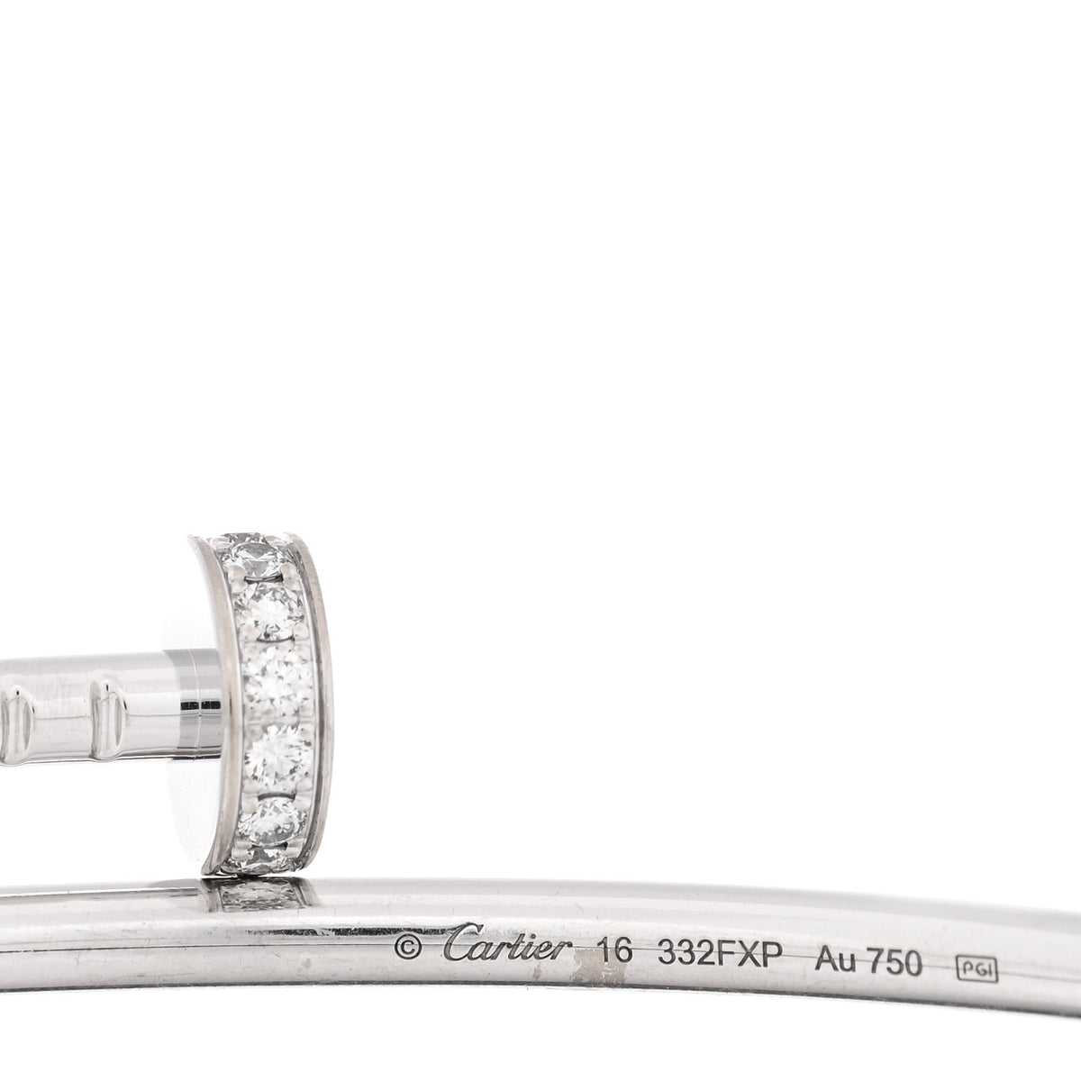 Cartier 18K White Gold Diamond Small Juste Un Clou Bracelet 16 3 of 5