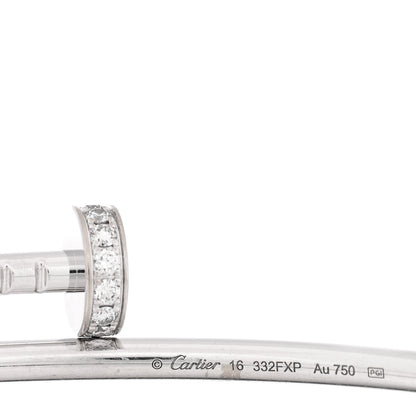 Cartier 18K White Gold Diamond Small Juste Un Clou Bracelet 16 3 of 5