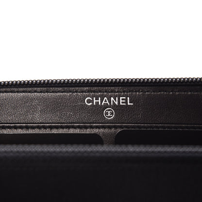 Chanel Caviar Quilted Boy Long Zip Around Wallet Black 6 of 12