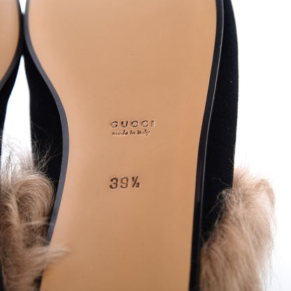 Gucci Velvet Fur Womens Princetown Slippers 39.5 Black 7 of 8