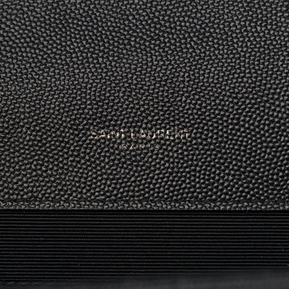 Saint Laurent Grain De Poudre Textured Mixed Matelasse Large Triquilt Monogram Monochrome Satchel Black 5 of 11