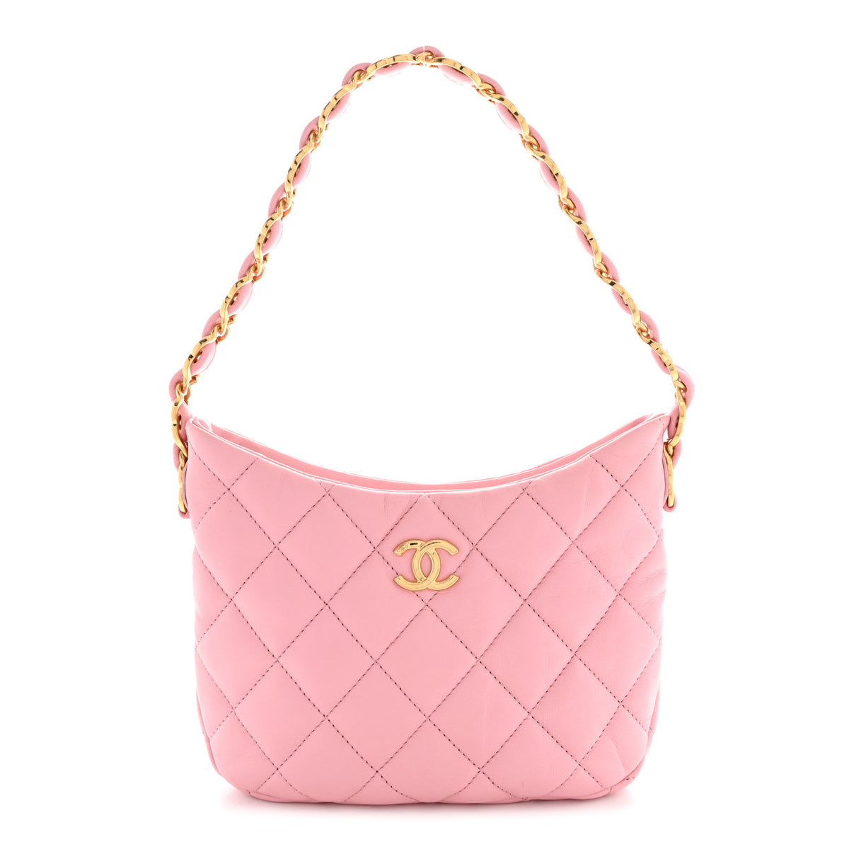 Lambskin Quilted CC Links Hobo Light Pink