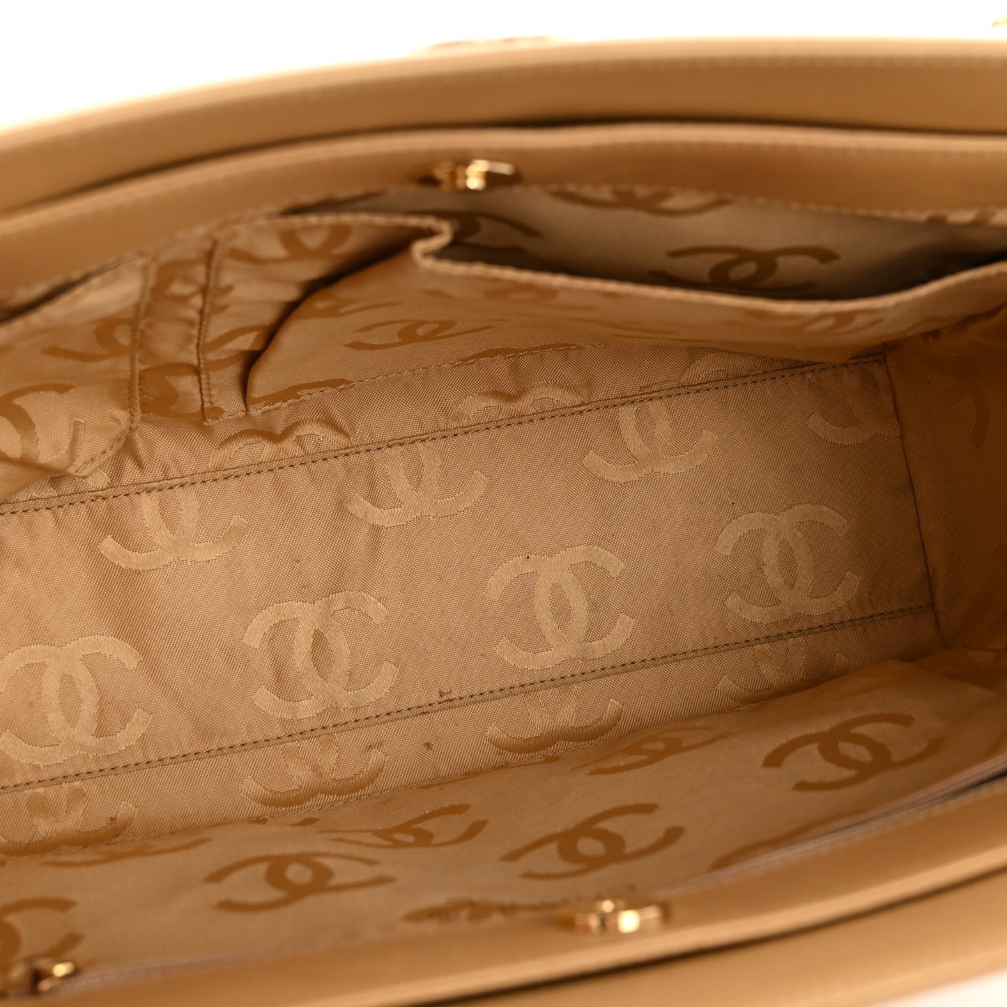 Lambskin Quilted CC Shoulder Bag Beige