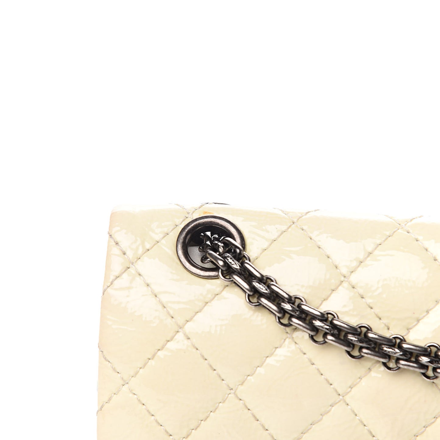 Patent Distressed Calfskin Quilted 2.55 Reissue 225 Flap White