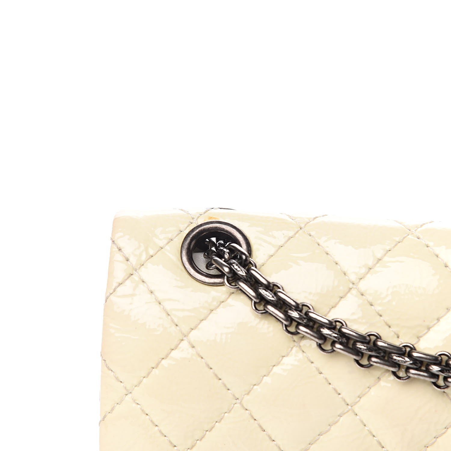 Chanel Patent Distressed Calfskin Quilted 2.55 Reissue 225 Flap White 10 of 10
