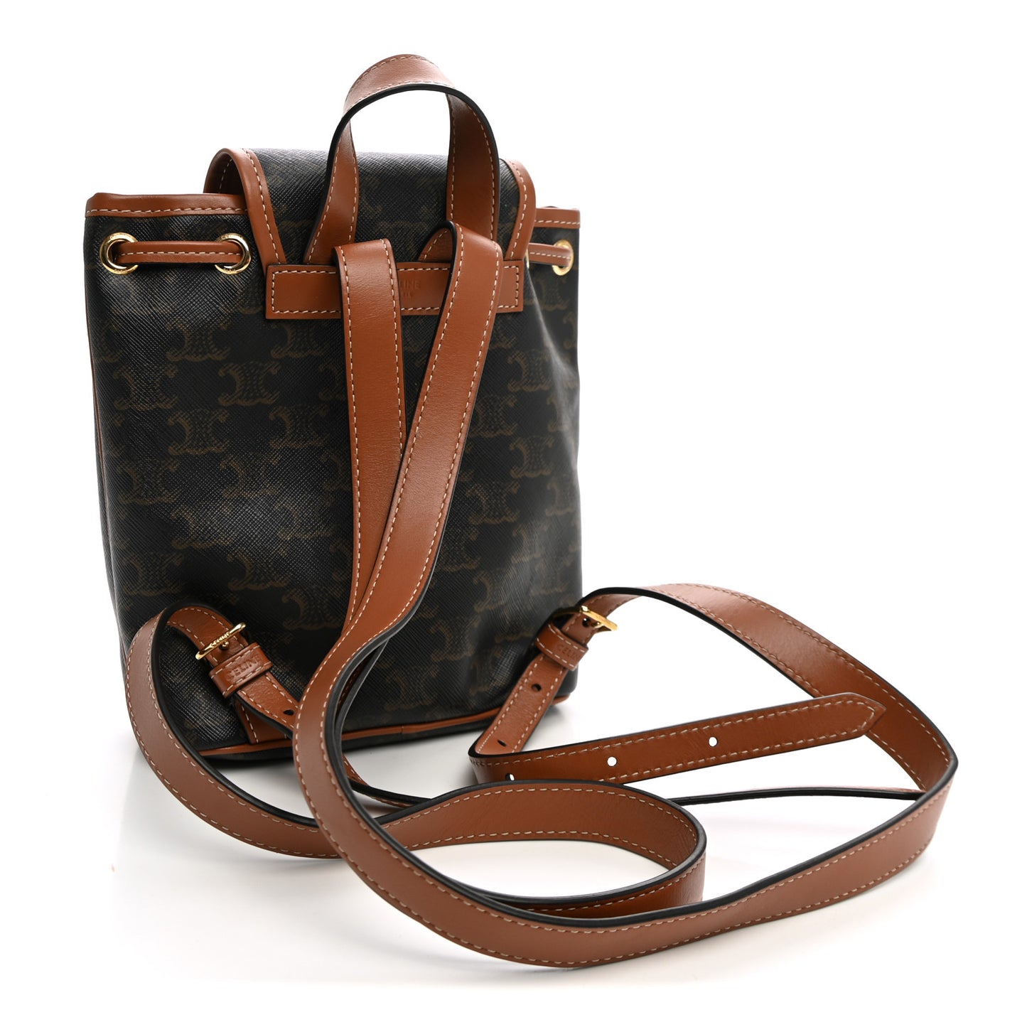 Triomphe Canvas Calfskin Mini Folco Backpack Tan