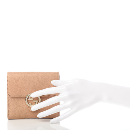 Gucci Dollar Calfskin Interlocking G French Wallet Camelia 2 of 7