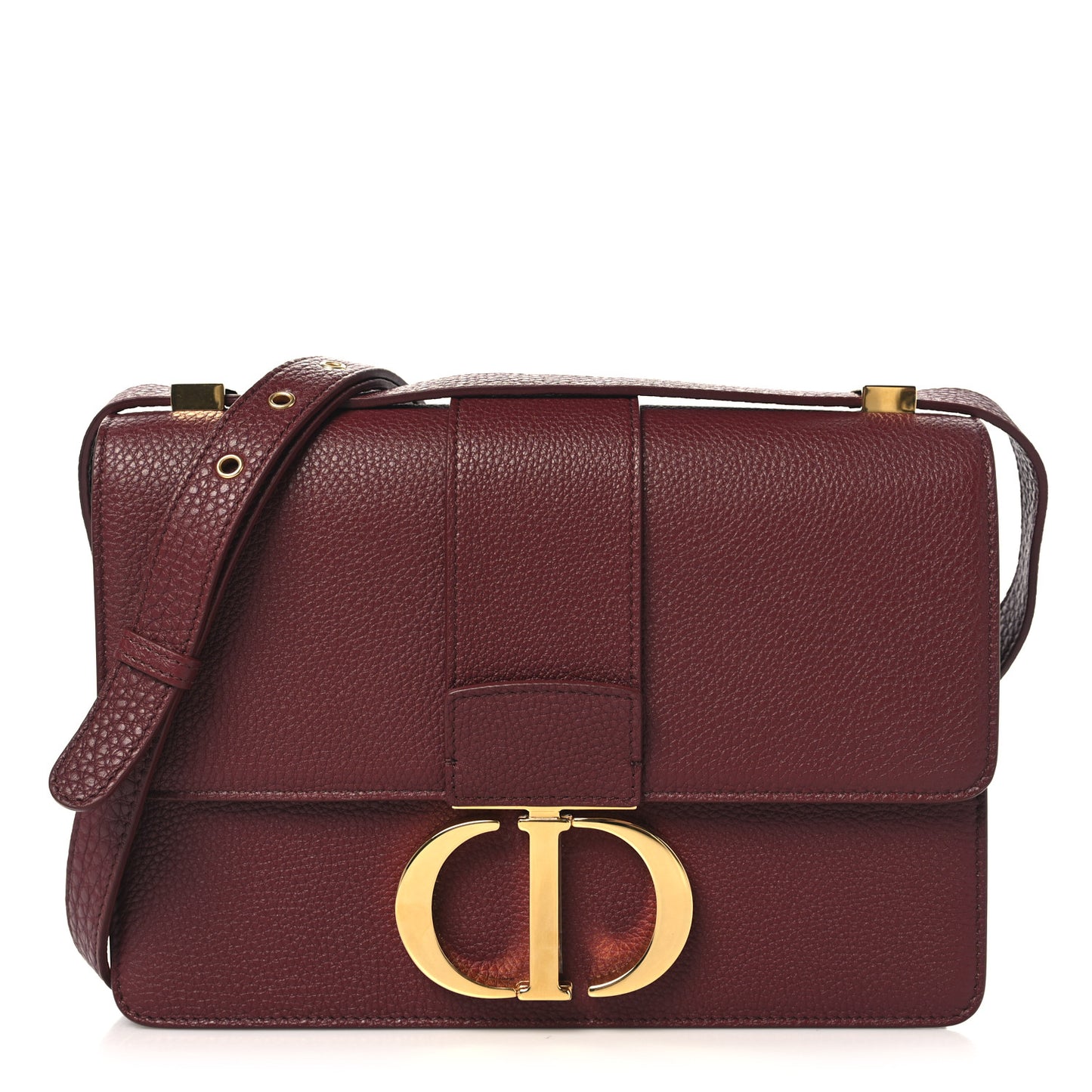 Grained Calfskin 30 Montaigne Flap Bag Red Brick