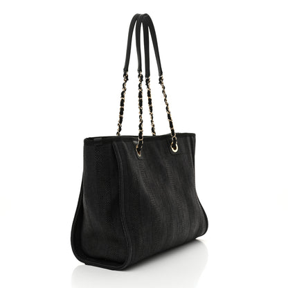 Chanel Mixed Fibers Striped Small Deauville Tote Black 3 of 11