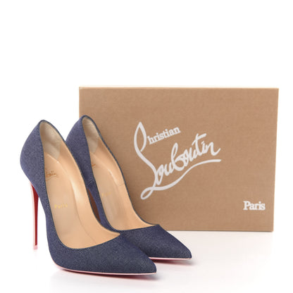 Christian Louboutin Denim Patent So Kate 120 Pumps 38.5 Blue Pompadour 10 of 10