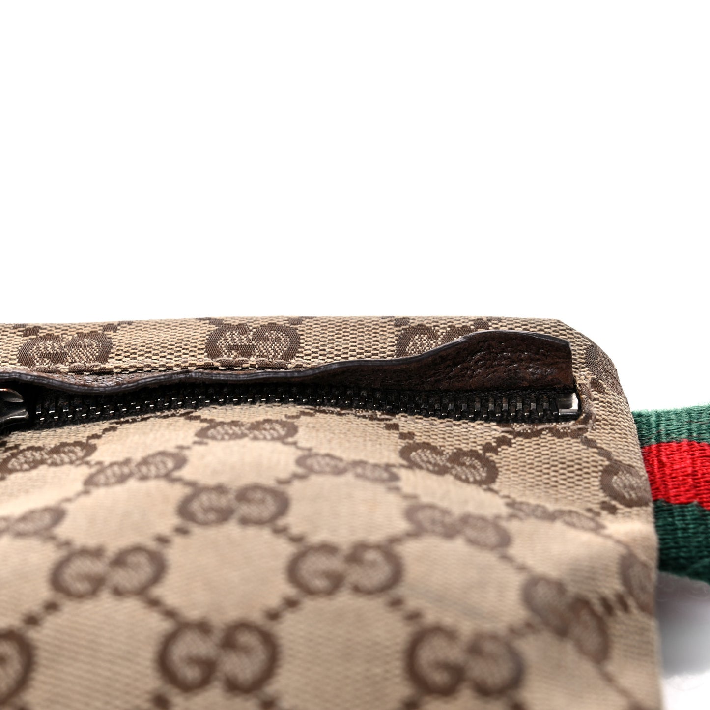 GG Monogram Web Double Pocket Belt Bag Dark Brown