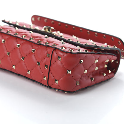 Valentino Garavani Lambskin Small Rockstud Spike Shoulder Bag Red 7 of 9
