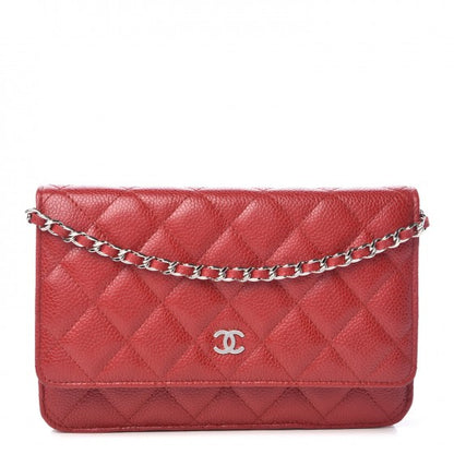 Chanel Caviar Quilted Wallet on Chain WOC Red 1 of 11