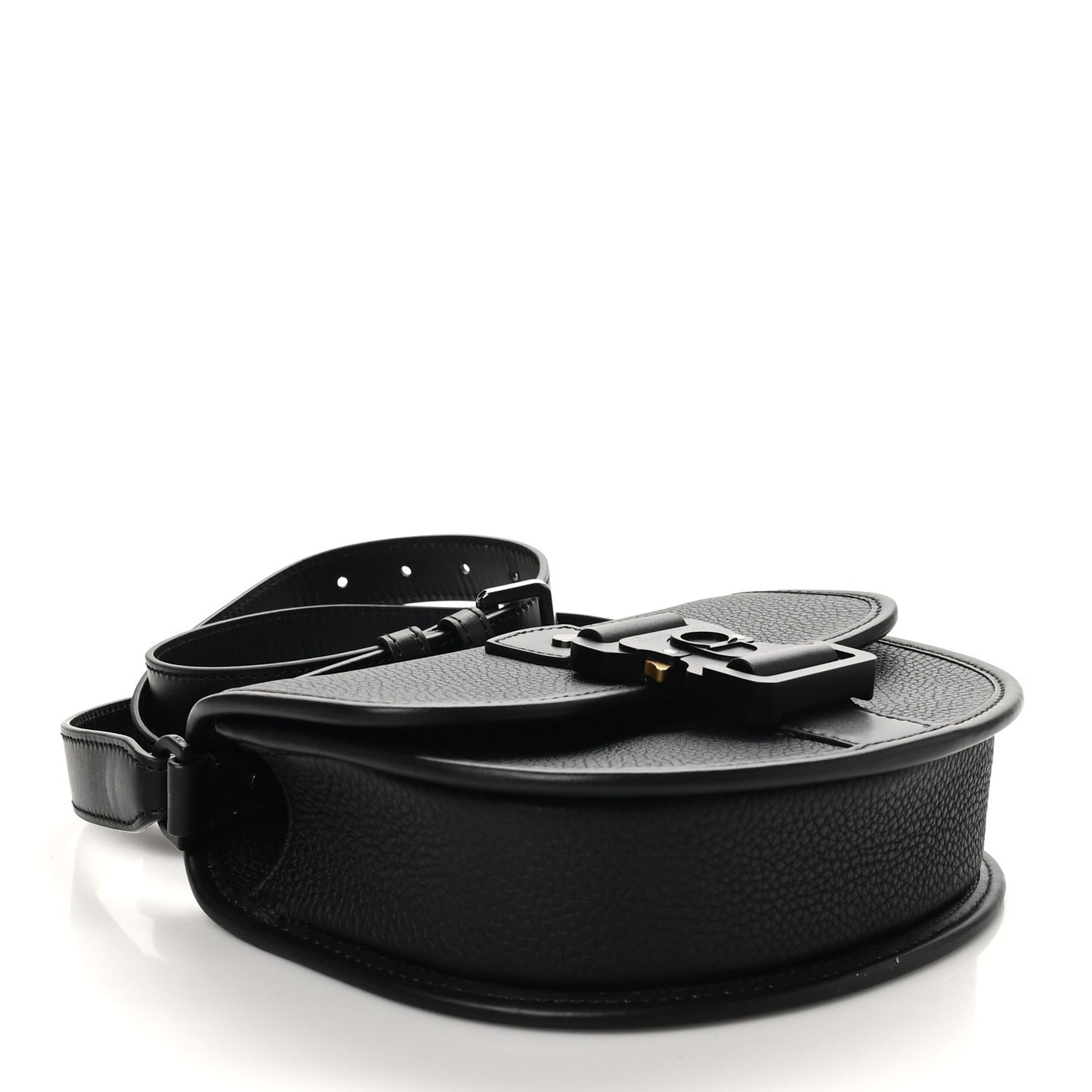 Grained Calfskin Mini Gallop Bag With Strap Black