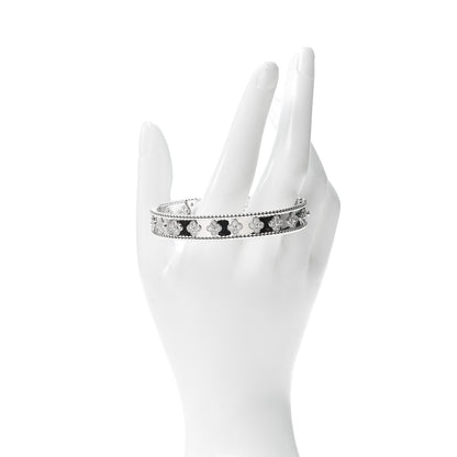 Van Cleef & Arpels 18K White Gold Diamond Perlee Clovers Bangle Bracelet M 2 of 6
