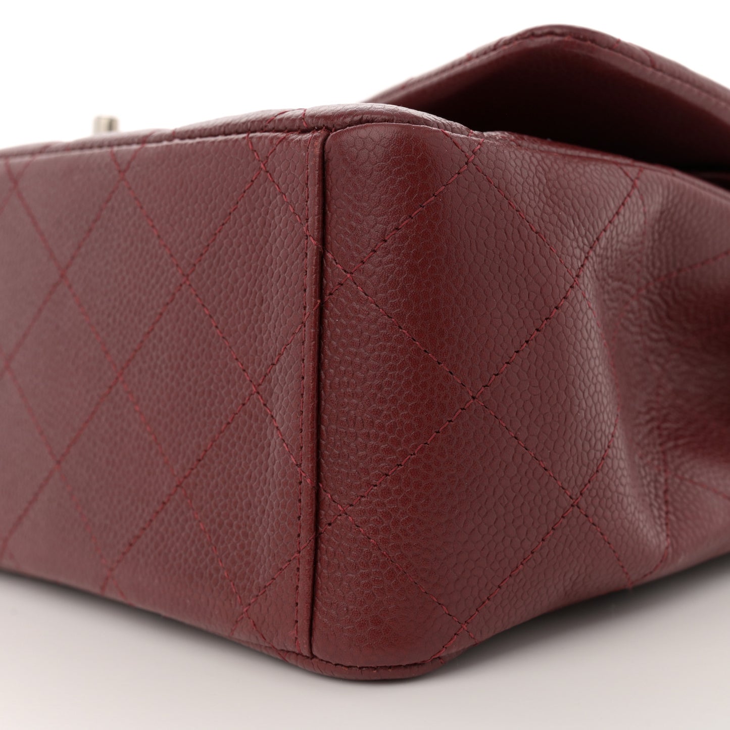 Caviar Quilted Maxi Double Flap Dark Red