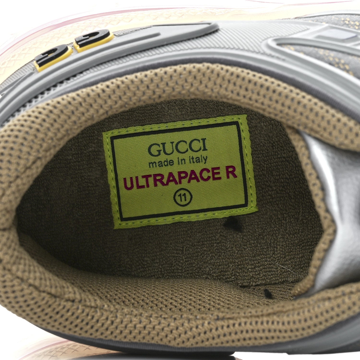 Gucci Rubber Mens Ultrapace R Mid Top Sneakers 11 Grey Black Silver Loess Oatmeal 9 of 11
