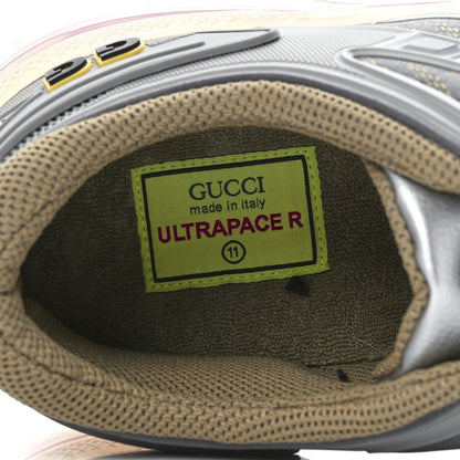 Gucci Rubber Mens Ultrapace R Mid Top Sneakers 11 Grey Black Silver Loess Oatmeal 9 of 11