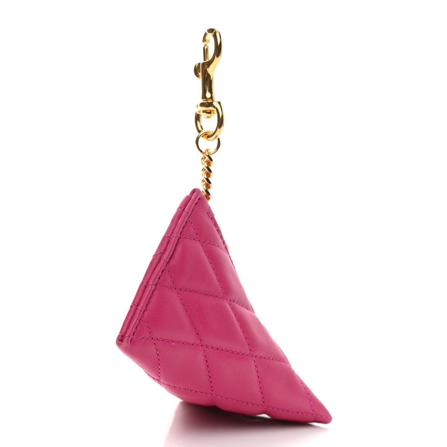 Lambskin Quilted Berlingo Bag Charm Fuchsia