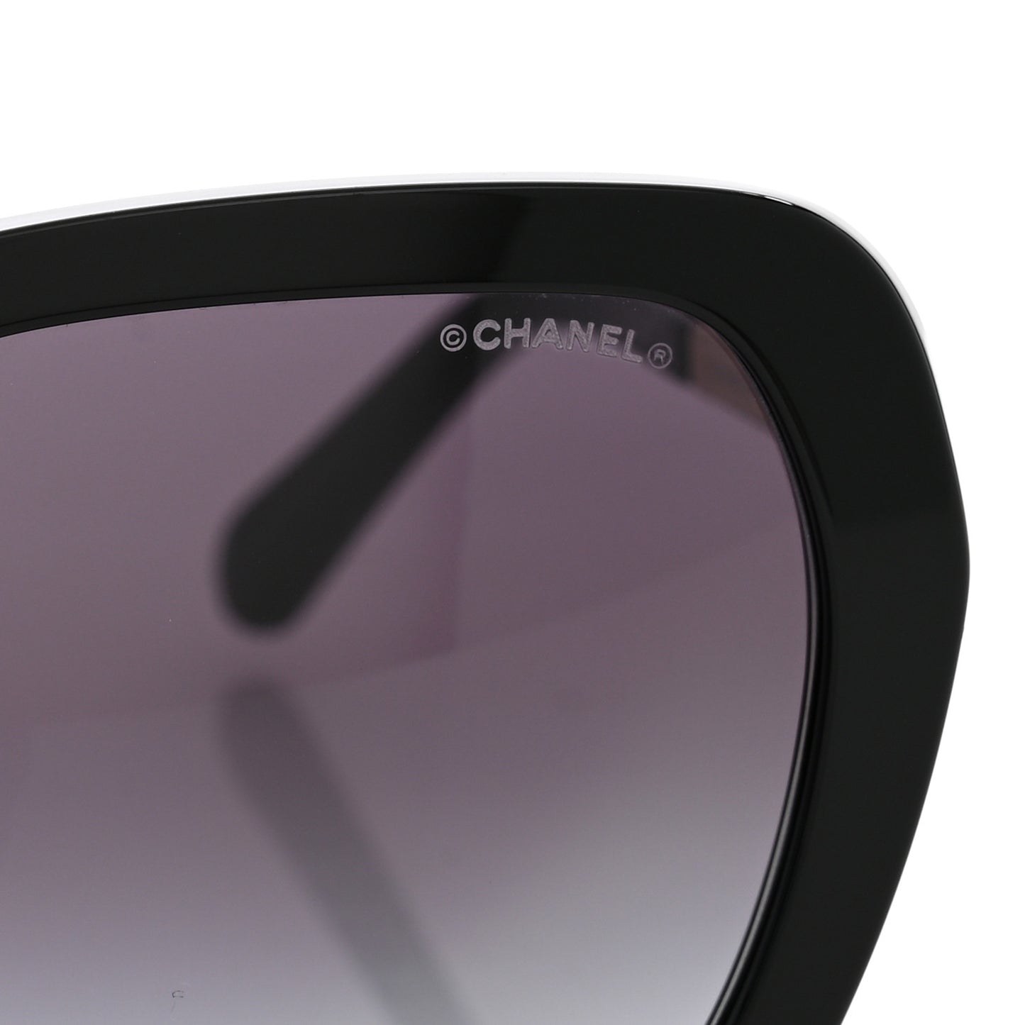 Acetate Polarized Square CC Heart Sunglasses 5521 Black White