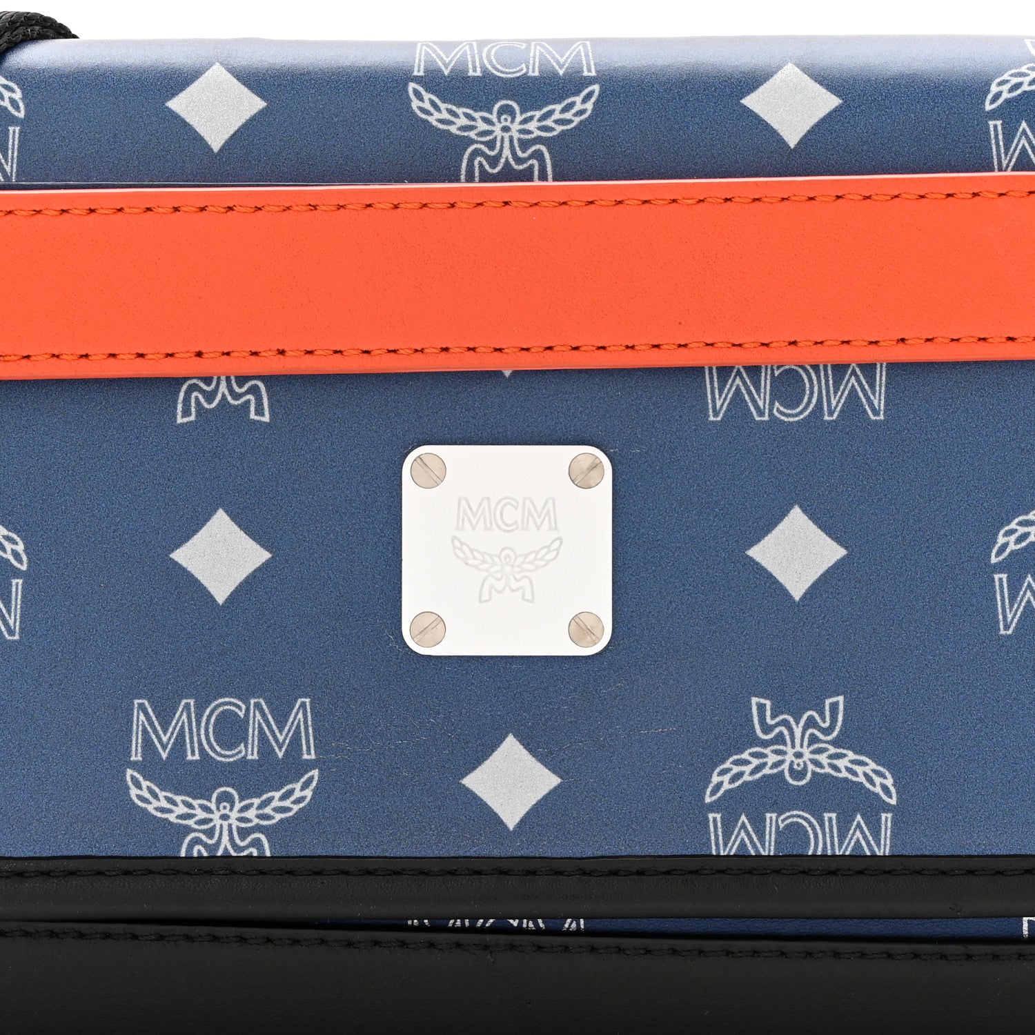 MCM Visetos Reflective Nylon Resnick Crossbody Bag Estate Blue 8 of 10