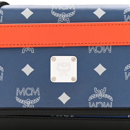 MCM Visetos Reflective Nylon Resnick Crossbody Bag Estate Blue 8 of 10