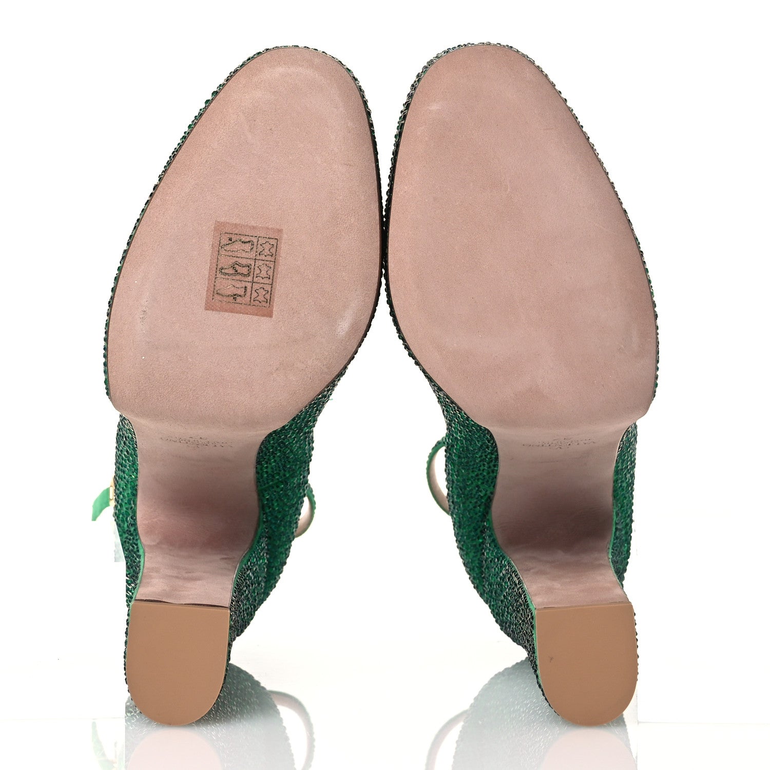 Valentino Garavani Crystal Suede Tan-Go 55/155mm Platform Pumps 37 Emerald 6 of 10