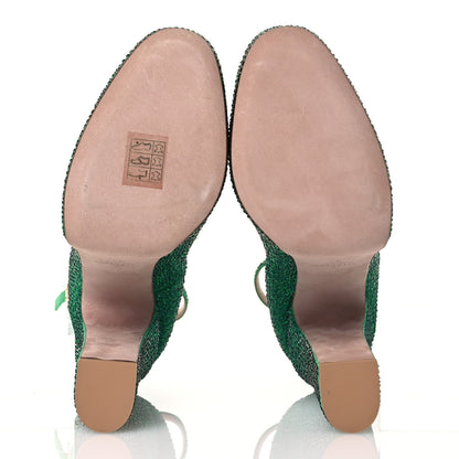Valentino Garavani Crystal Suede Tan-Go 55/155mm Platform Pumps 37 Emerald 6 of 10