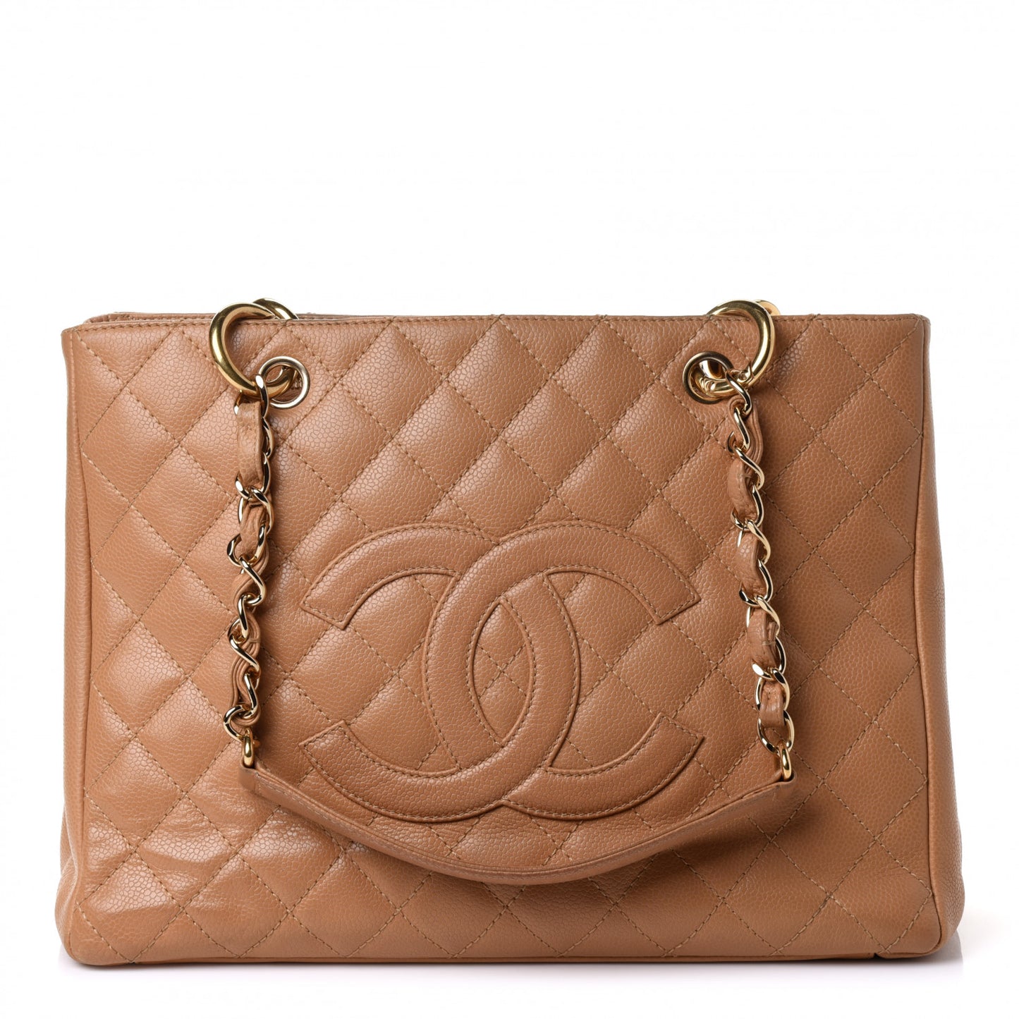 Caviar Quilted Grand Shopping Tote GST Beige Clair