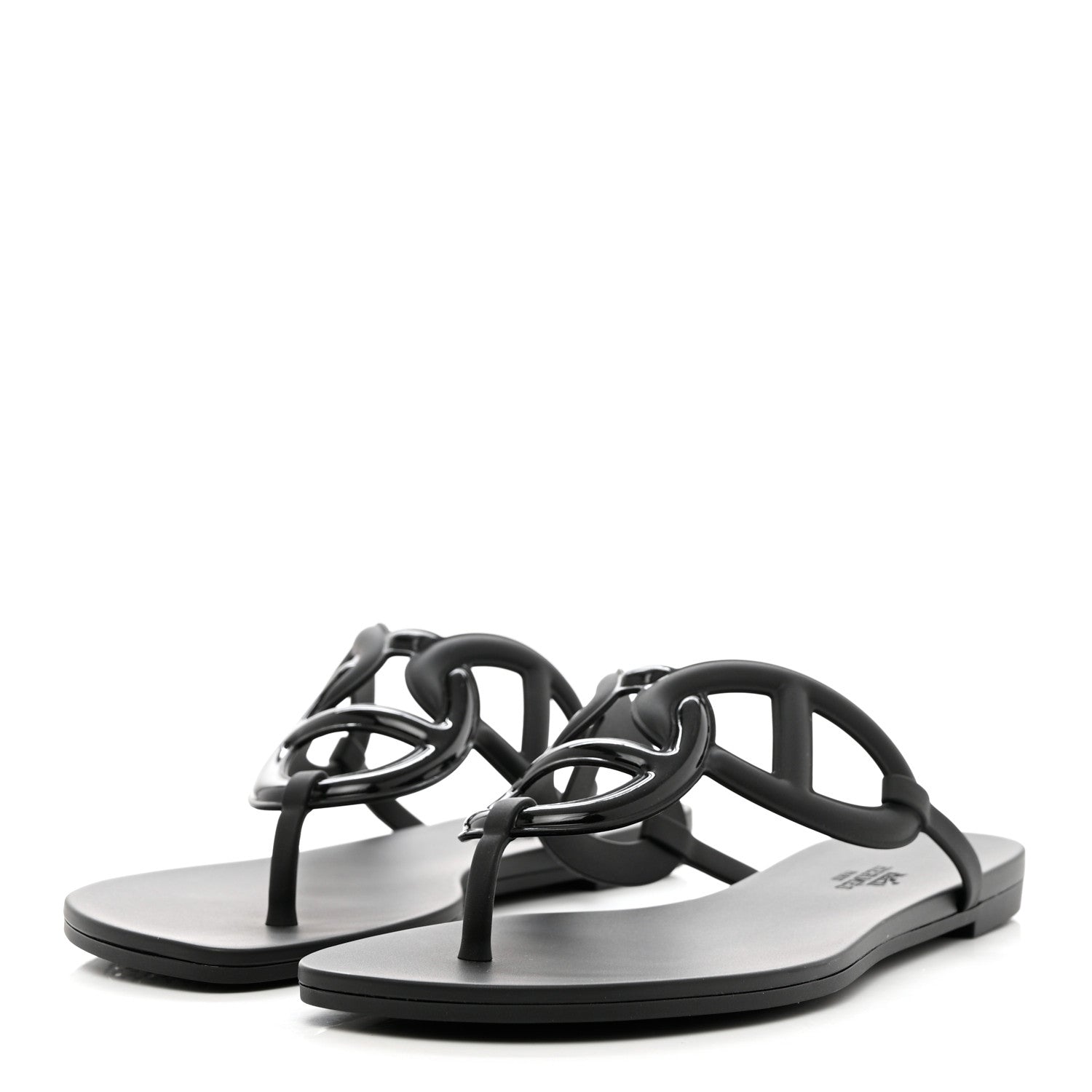 Hermes Rubber Womens Egerie Sandals 39 Black 3 of 8